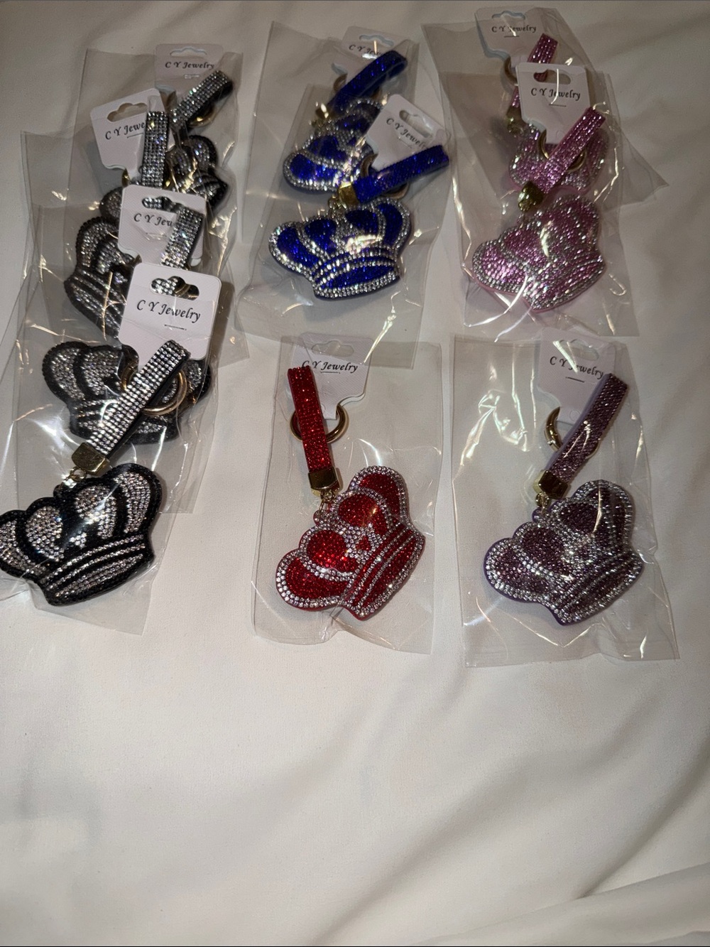 Crown Bag charms- Red, Blue, Pink, Purple, Black, Options
